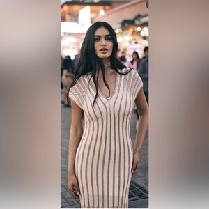 NWT NKN Nekane Blush/Taupe/Silver Knit Dress - Medium - $189 MSRP